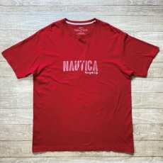 画像1: 「NAUTICA(ノーティカ)」ロゴプリント ヨット刺繍 レッド Tシャツ (1)