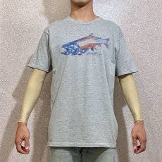 画像10: 「Eddie Bauer(エディーバウアー)」星条旗 シャケプリント 杢グレー Tシャツ (10)