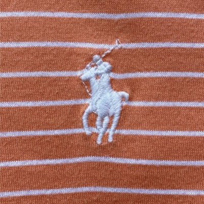 画像1: 「POLO RALPH LAUREN(ポロ ラルフローレン)」ポニー刺繍 オレンジボーダー 定番 半袖ポロシャツ