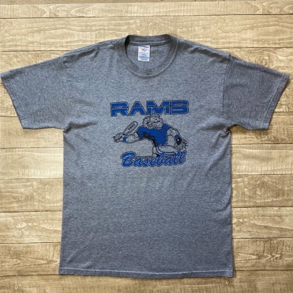 「JERZEES(ジャージーズ)」ロサンゼルス・ラムズ プリント 90s 杢グレー NFL Tシャツ
