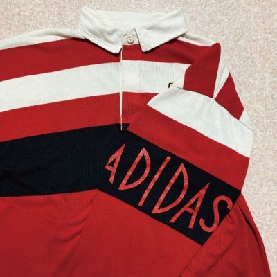 画像2: 「adidas(アディダス)」銀タグ 80s 袖プリント ボーダー ラガーシャツ