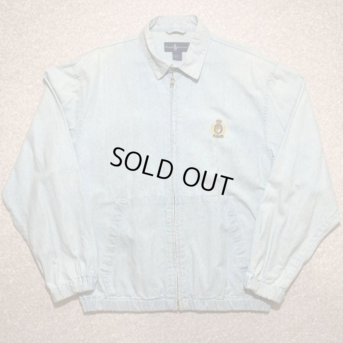 画像1: 「RALPH LAUREN(ラルフローレン)」クレスト刺繍 90s シャンブレー デニム スウィングトップ ブルゾン (1)