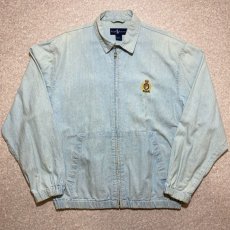 画像1: 「RALPH LAUREN(ラルフローレン)」クレスト刺繍 90s シャンブレー デニム スウィングトップ ブルゾン (1)