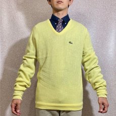 画像16: 「LACOSTE(ラコステ)」IZOD アイゾッド 70s 糸巻きタグ Mサイズ イエロー アクリルニット セーター (16)