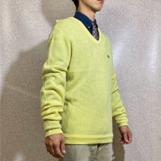 画像17: 「LACOSTE(ラコステ)」IZOD アイゾッド 70s 糸巻きタグ Mサイズ イエロー アクリルニット セーター (17)