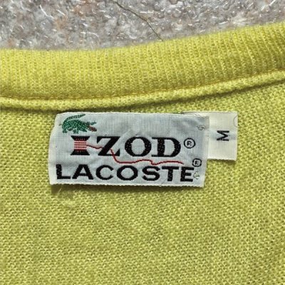 画像1: 「LACOSTE(ラコステ)」IZOD アイゾッド 70s 糸巻きタグ Mサイズ イエロー アクリルニット セーター