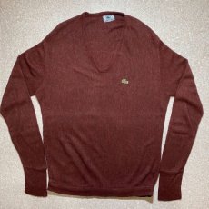 画像1: 「LACOSTE(ラコステ)」IZOD アイゾッド 70s 80s 糸巻きタグ 青ワニ XLサイズ ボルドー アクリルニット セーター (1)