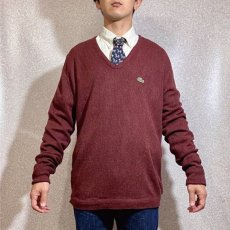 画像16: 「LACOSTE(ラコステ)」IZOD アイゾッド 70s 80s 糸巻きタグ 青ワニ XLサイズ ボルドー アクリルニット セーター (16)