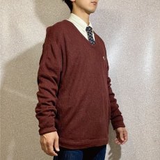 画像17: 「LACOSTE(ラコステ)」IZOD アイゾッド 70s 80s 糸巻きタグ 青ワニ XLサイズ ボルドー アクリルニット セーター (17)