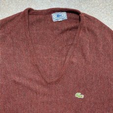 画像3: 「LACOSTE(ラコステ)」IZOD アイゾッド 70s 80s 糸巻きタグ 青ワニ XLサイズ ボルドー アクリルニット セーター (3)