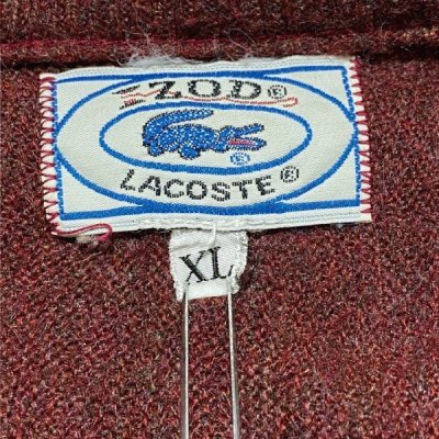 画像2: 「LACOSTE(ラコステ)」IZOD アイゾッド 70s 80s 糸巻きタグ 青ワニ XLサイズ ボルドー アクリルニット セーター