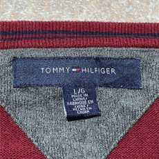 画像6: 「Tommy Hilfiger(トミーヒルフィガー)」ワンポイント ボルドー コットン Vネック ニット (6)