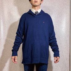 画像16: 「Tommy Hilfiger(トミーヒルフィガー)」ワンポイント XLサイズ コットンモダール ネイビー ショールカラー ハイゲージ ニット (16)