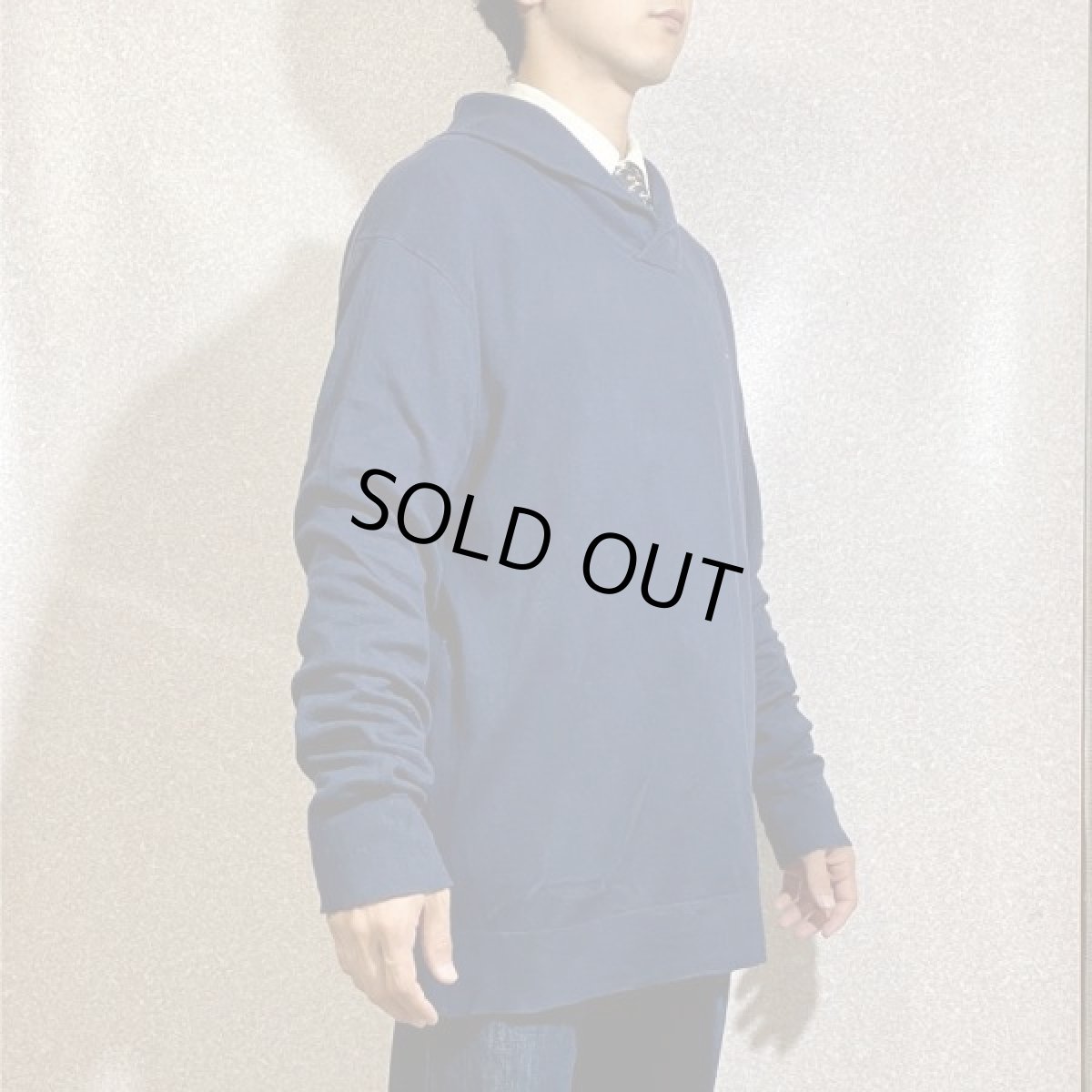 画像17: 「Tommy Hilfiger(トミーヒルフィガー)」ワンポイント XLサイズ コットンモダール ネイビー ショールカラー ハイゲージ ニット (17)