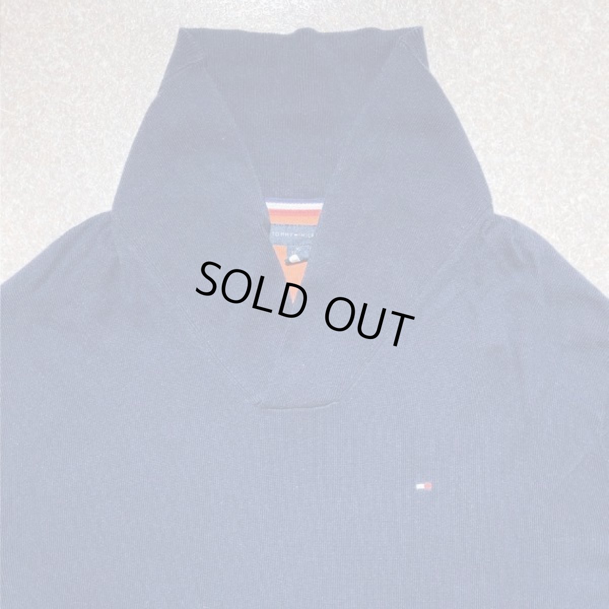 画像3: 「Tommy Hilfiger(トミーヒルフィガー)」ワンポイント XLサイズ コットンモダール ネイビー ショールカラー ハイゲージ ニット (3)