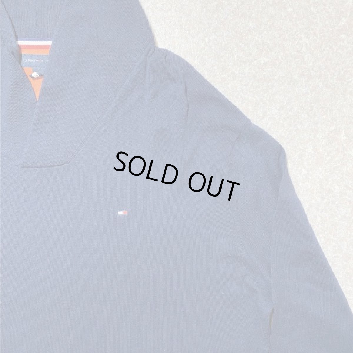 画像4: 「Tommy Hilfiger(トミーヒルフィガー)」ワンポイント XLサイズ コットンモダール ネイビー ショールカラー ハイゲージ ニット (4)