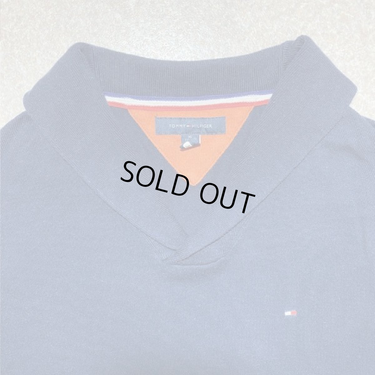 画像6: 「Tommy Hilfiger(トミーヒルフィガー)」ワンポイント XLサイズ コットンモダール ネイビー ショールカラー ハイゲージ ニット (6)