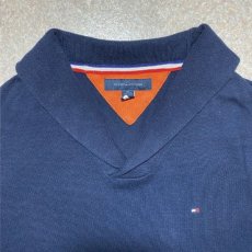 画像6: 「Tommy Hilfiger(トミーヒルフィガー)」ワンポイント XLサイズ コットンモダール ネイビー ショールカラー ハイゲージ ニット (6)