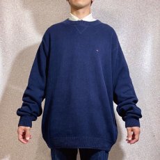 画像16: 「Tommy Hilfiger(トミーヒルフィガー)」ネイビー ローゲージ クルーネック コットンニット (16)