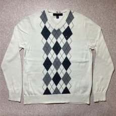 画像1: 「Tommy Hilfiger(トミーヒルフィガー)」アーガイル柄 Vネック ニット (1)