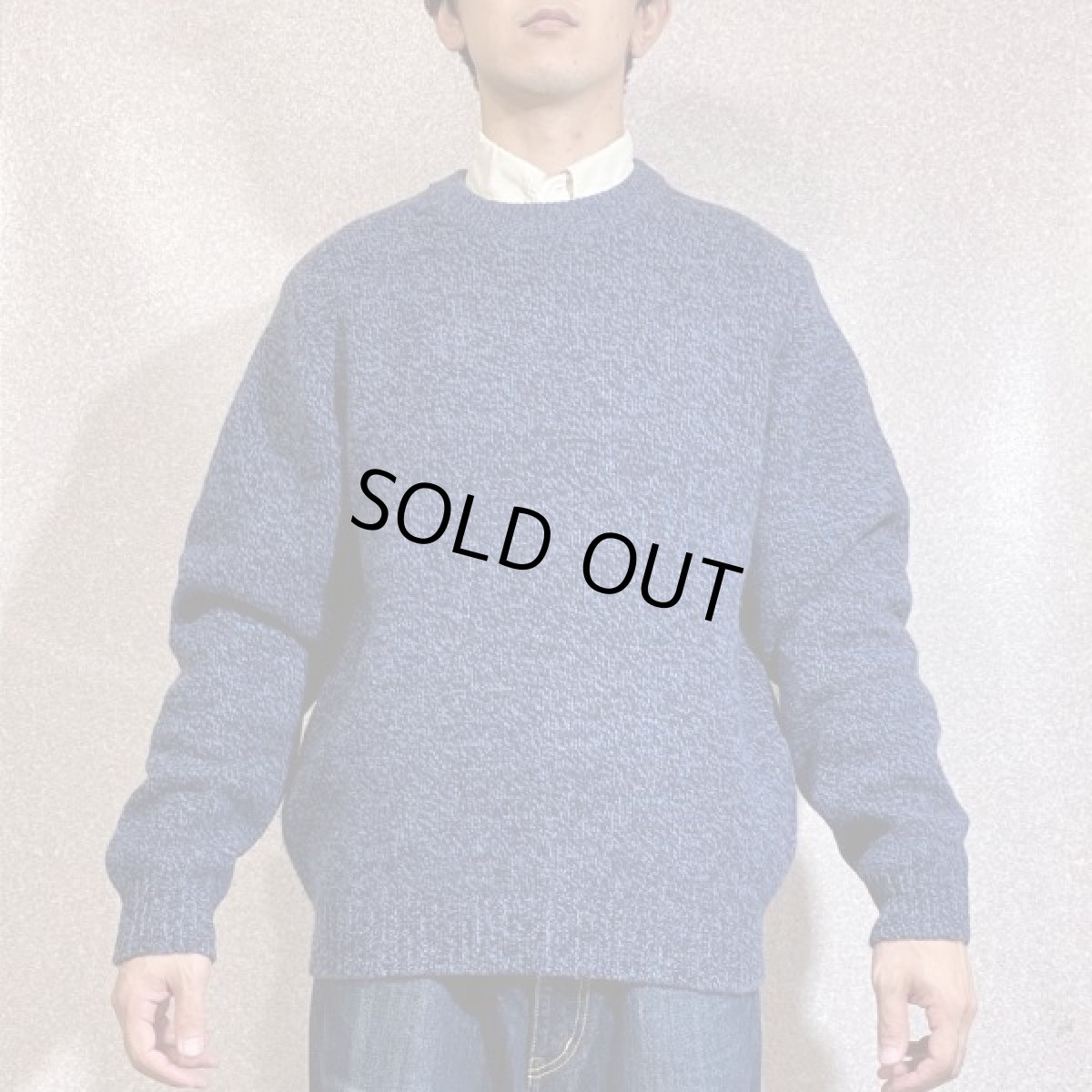 画像16: 「L.L.Bean(エルエルビーン)」ブルー メランジ ラムズウール 肉厚 ローゲージ クルーネック ニット (16)