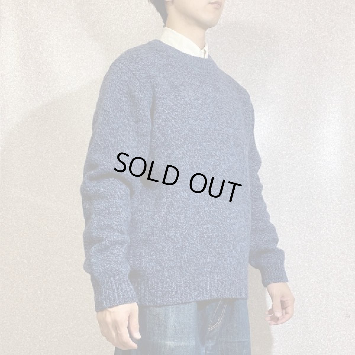 画像17: 「L.L.Bean(エルエルビーン)」ブルー メランジ ラムズウール 肉厚 ローゲージ クルーネック ニット (17)