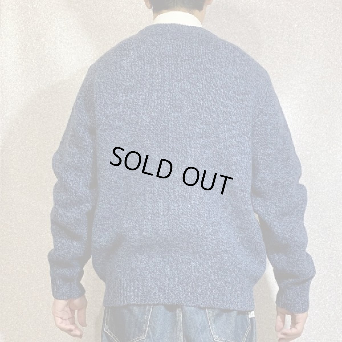 画像20: 「L.L.Bean(エルエルビーン)」ブルー メランジ ラムズウール 肉厚 ローゲージ クルーネック ニット (20)