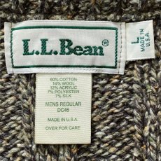 画像7: 「L.L.Bean(エルエルビーン)」USA製 メランジ 立畝 ブラウン シルク混 Vネック ニット (7)