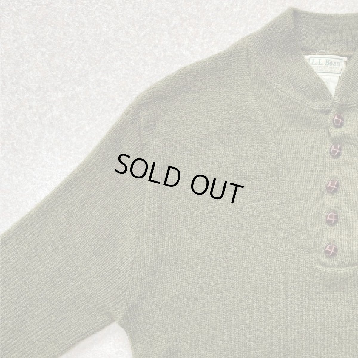 画像2: 「L.L.Bean(エルエルビーン)」 ハーフボタン オリーブ USA製 プルオーバー ニット (2)