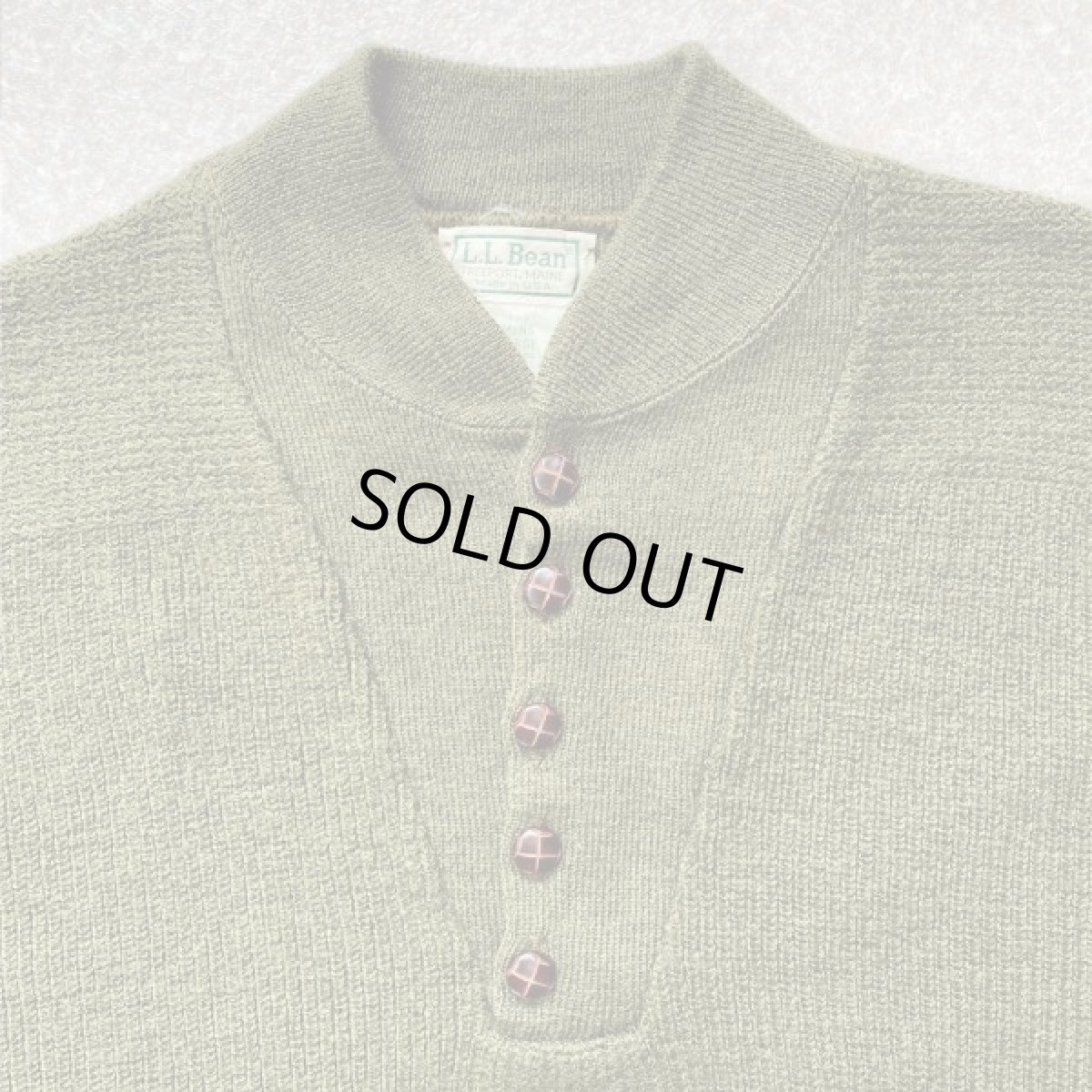 画像3: 「L.L.Bean(エルエルビーン)」 ハーフボタン オリーブ USA製 プルオーバー ニット (3)
