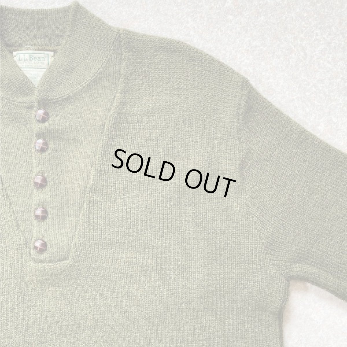 画像4: 「L.L.Bean(エルエルビーン)」 ハーフボタン オリーブ USA製 プルオーバー ニット (4)