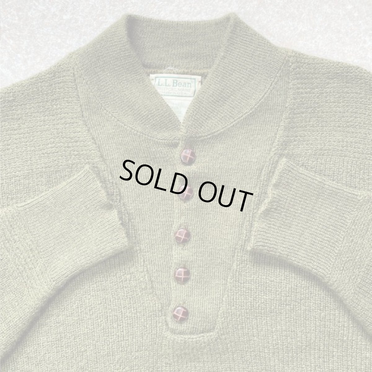 画像5: 「L.L.Bean(エルエルビーン)」 ハーフボタン オリーブ USA製 プルオーバー ニット (5)