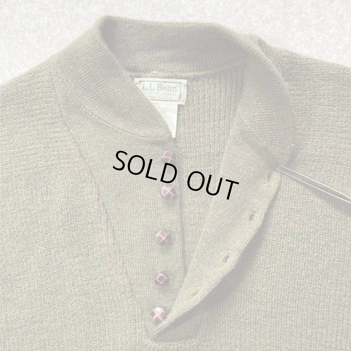 画像6: 「L.L.Bean(エルエルビーン)」 ハーフボタン オリーブ USA製 プルオーバー ニット (6)