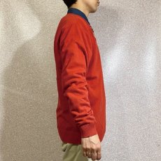 画像18: 「Lacoste(ラコステ)」ワンポイント Vネック レッド コットン ニット (18)