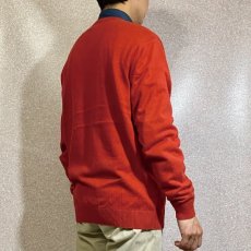 画像19: 「Lacoste(ラコステ)」ワンポイント Vネック レッド コットン ニット (19)