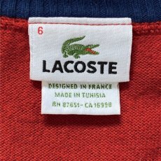 画像6: 「Lacoste(ラコステ)」ワンポイント Vネック レッド コットン ニット (6)