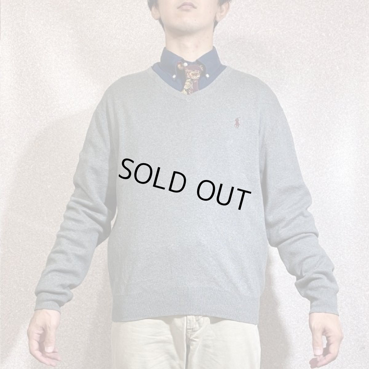 画像16: 「Polo RALPH LAUREN(ポロ ラルフローレン)」ピマコットン ポニー刺繍 Vネック ライトグレー ニット (16)