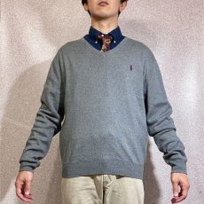 画像16: 「Polo RALPH LAUREN(ポロ ラルフローレン)」ピマコットン ポニー刺繍 Vネック ライトグレー ニット (16)