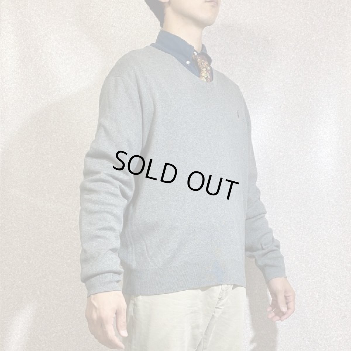 画像17: 「Polo RALPH LAUREN(ポロ ラルフローレン)」ピマコットン ポニー刺繍 Vネック ライトグレー ニット (17)