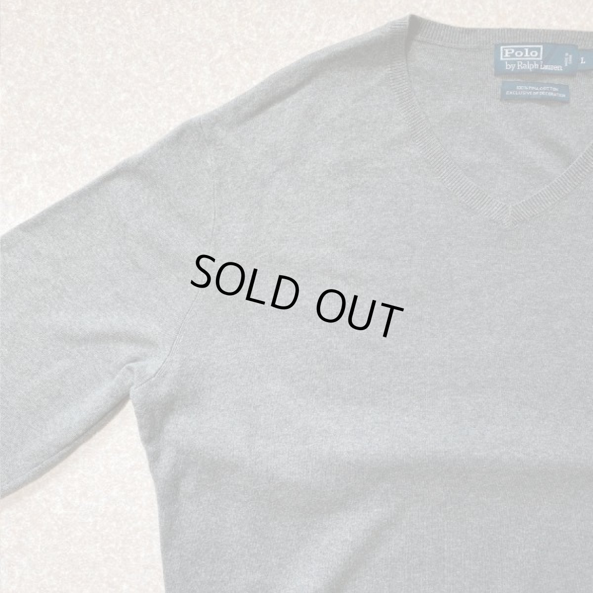 画像2: 「Polo RALPH LAUREN(ポロ ラルフローレン)」ピマコットン ポニー刺繍 Vネック ライトグレー ニット (2)