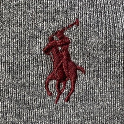 画像1: 「Polo RALPH LAUREN(ポロ ラルフローレン)」ピマコットン ポニー刺繍 Vネック ライトグレー ニット