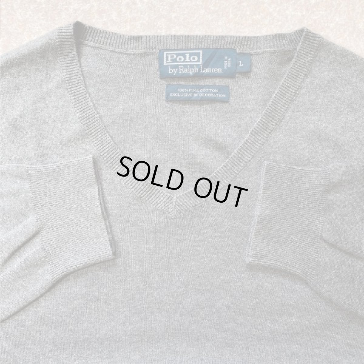 画像7: 「Polo RALPH LAUREN(ポロ ラルフローレン)」ピマコットン ポニー刺繍 Vネック ライトグレー ニット (7)