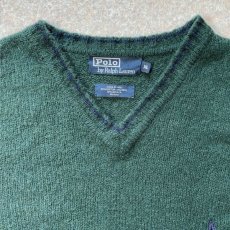 画像3: 「Polo RALPH LAUREN(ポロ ラルフローレン)」ポニー刺繍 Vネック ダークグリーン ニット (3)