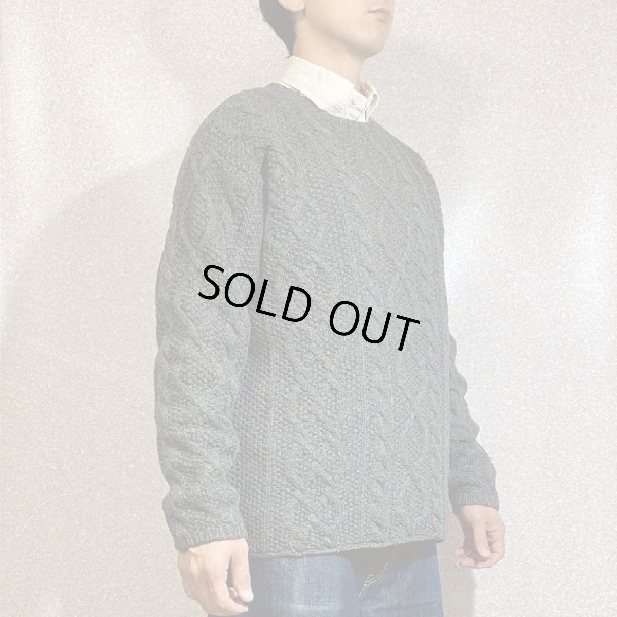 画像17: 「J.Crew(J.クルー)」ウール チャコール アラン フィッシャーマンズ セーター ニット (17)