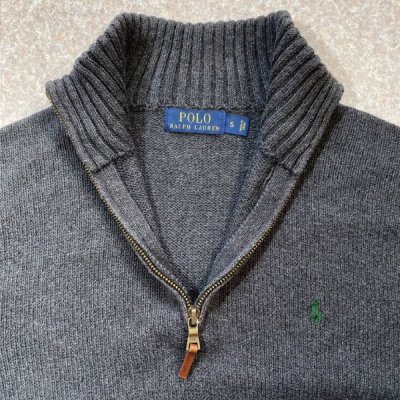 画像2: 「POLO RALPH LAUREN(ポロ ラルフローレン)」ハーフジップ ポニー刺繍 チャコール コットン ニット