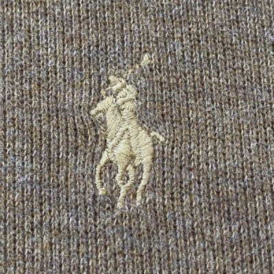 画像1: 「Polo RALPH LAUREN(ポロ ラルフローレン)」ハーフジップ ポニー刺繍 キャメル コットン ニット