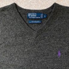 画像3: 「Polo RALPH LAUREN(ポロ ラルフローレン)」ラムズウール ポニー刺繍 Vネック チャコール ニット (3)