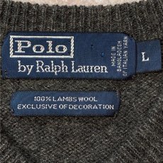 画像6: 「Polo RALPH LAUREN(ポロ ラルフローレン)」ラムズウール ポニー刺繍 Vネック チャコール ニット (6)