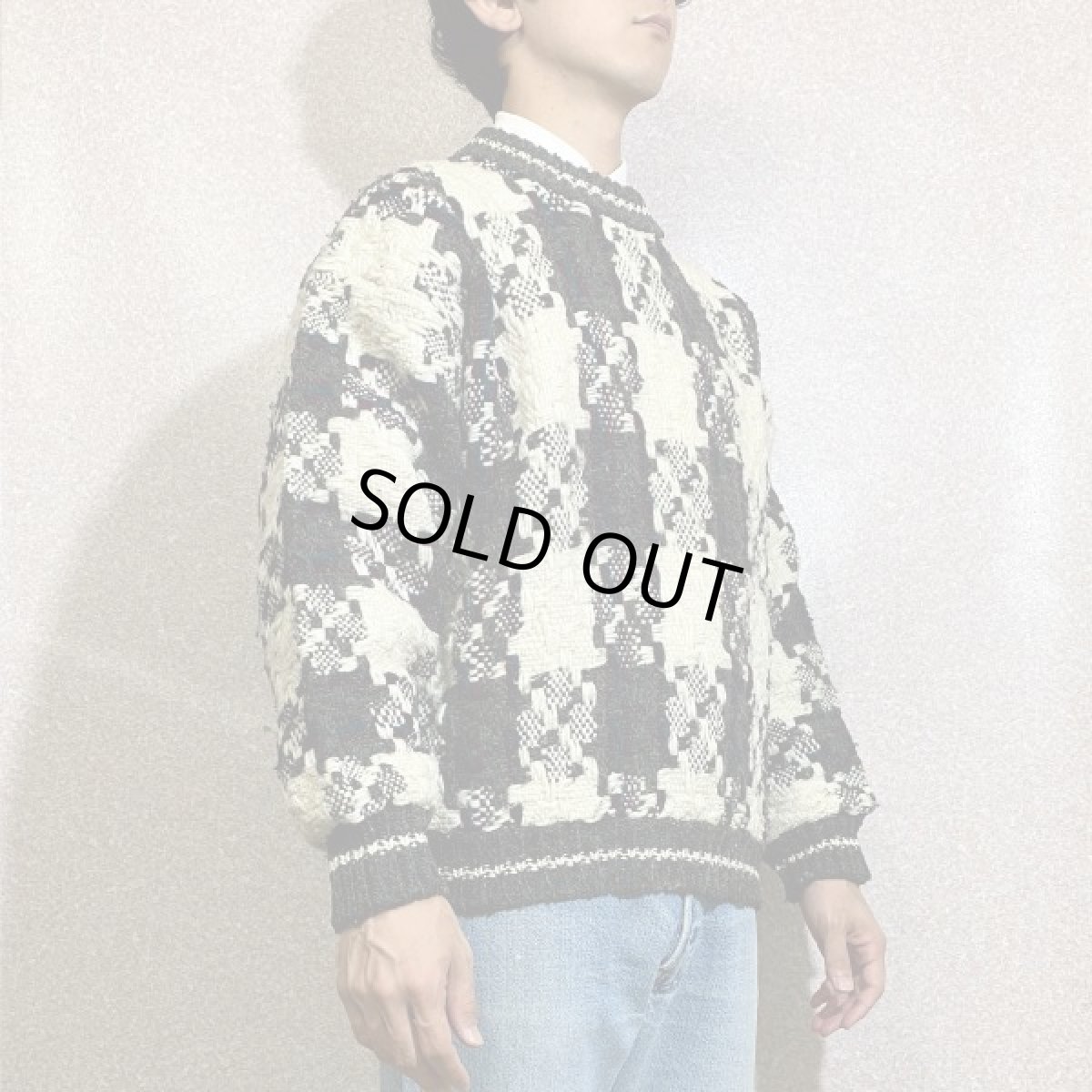 画像16: 「San Cristobal(サン クリストバル)」チェック クルーネック ハンドニット (16)