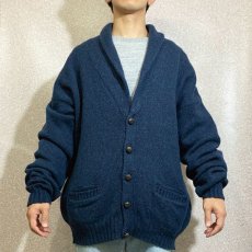 画像16: 「Eddie Bauer(エディーバウアー)」USA製 ネイビー メランジ エルボーパッチ付き ショールカラー ニット カーディガン (16)